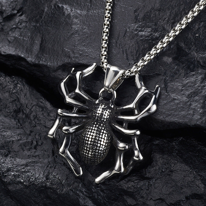 Titanium Steel Spider Punk Men's Necklace Pendant
