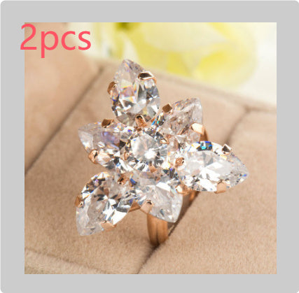 Flower Index Finger Ring Fashion Rhinestone Couple Rings