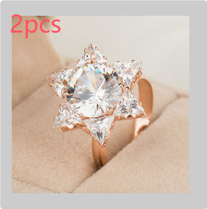 Flower Index Finger Ring Fashion Rhinestone Couple Rings