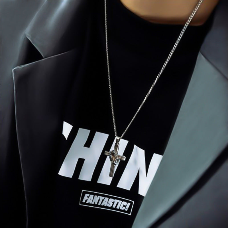 Ins European And American Punk Nail Cross Pendant Necklace