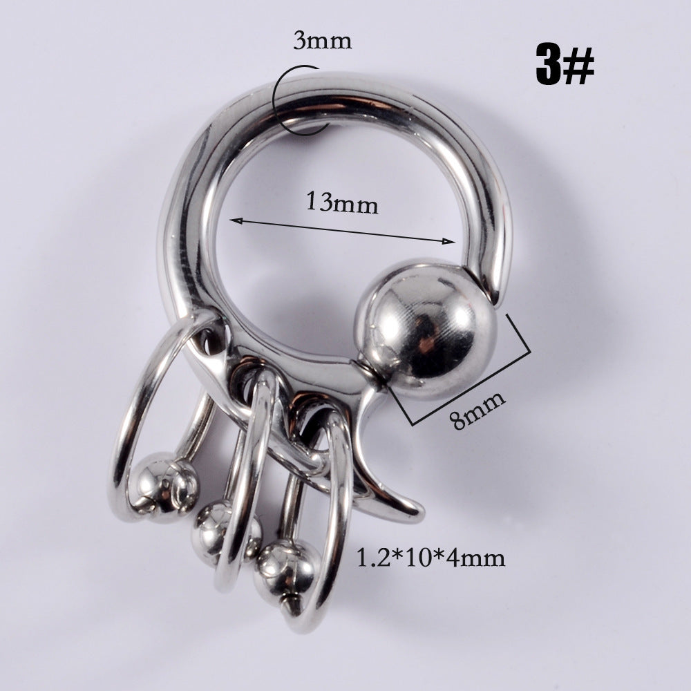 Stainless Steel Card Ball Nose Ring Hanging Ring Spring Earrings