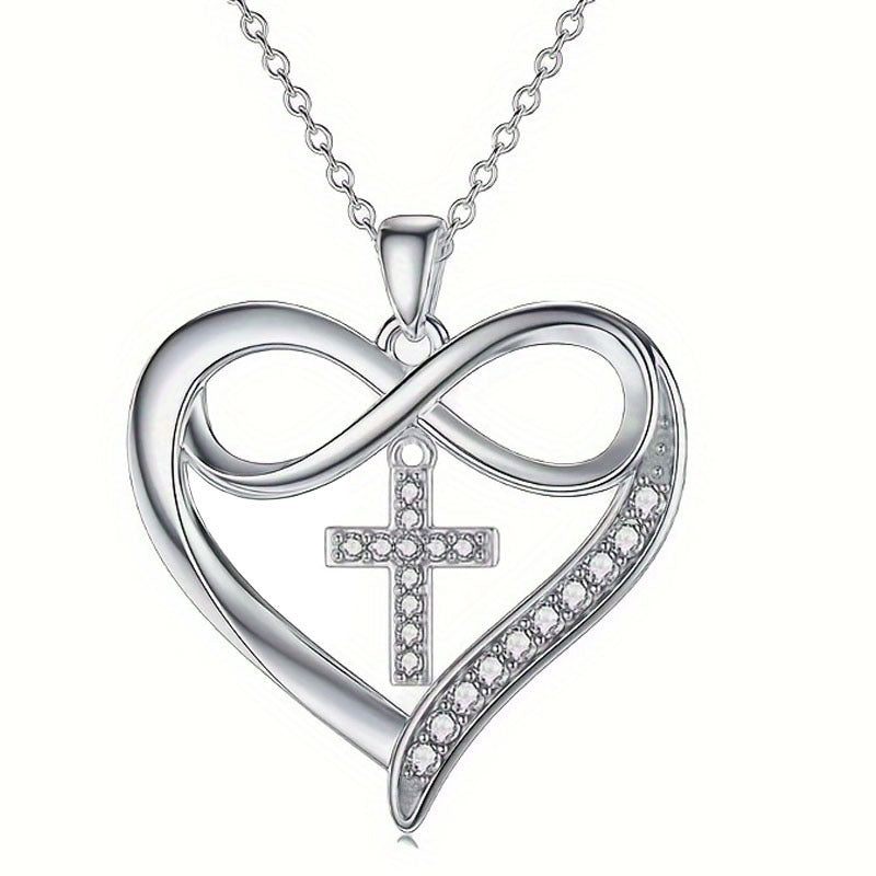 New Simple Style Heart-shaped Cross Necklace