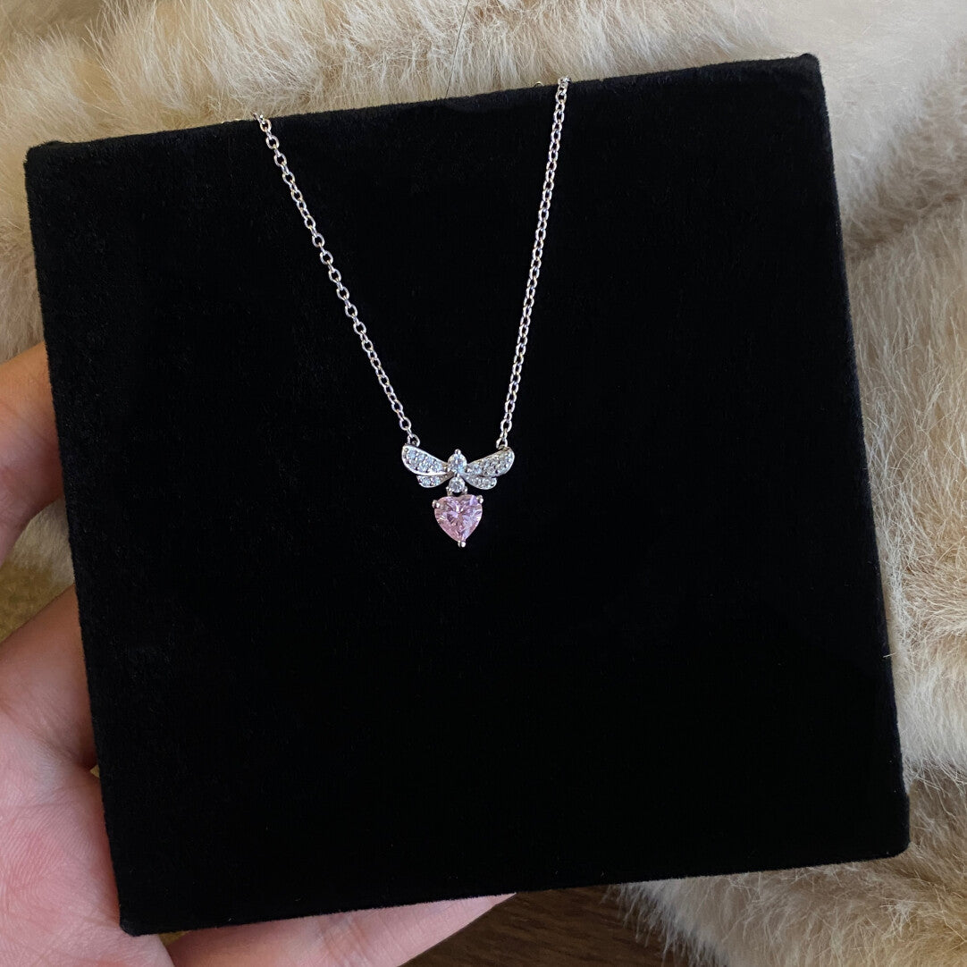 Bee Loving Heart Zircon Necklace For Women