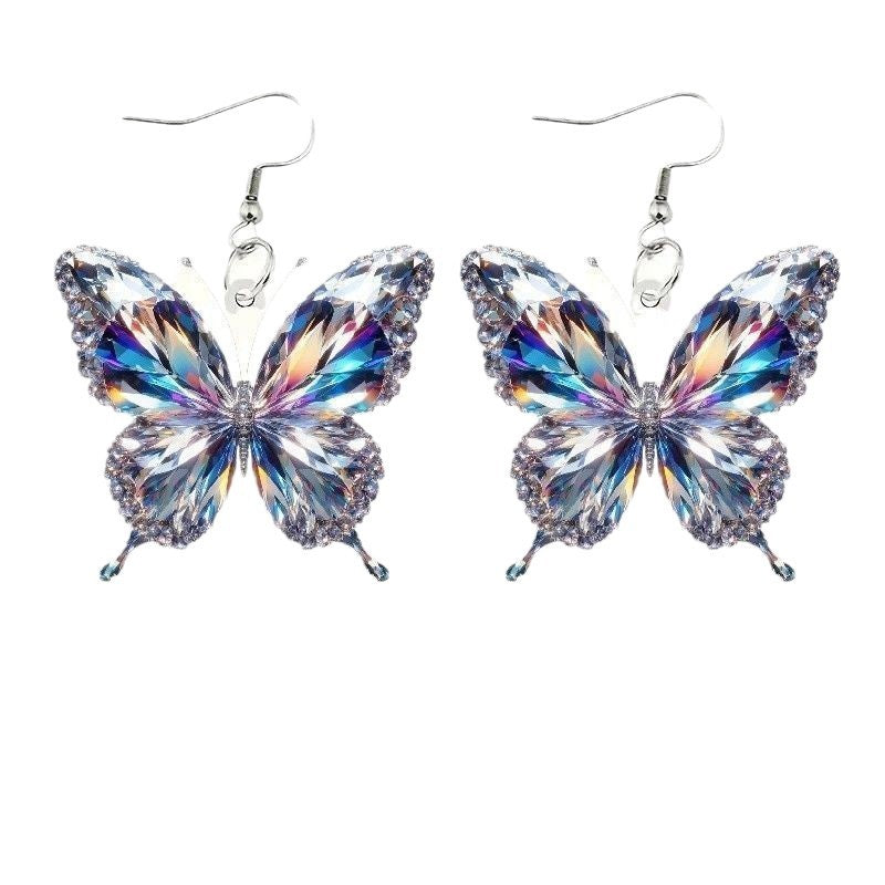 Colorful Shimmer Butterfly Acrylic Earrings Fashion Creativity