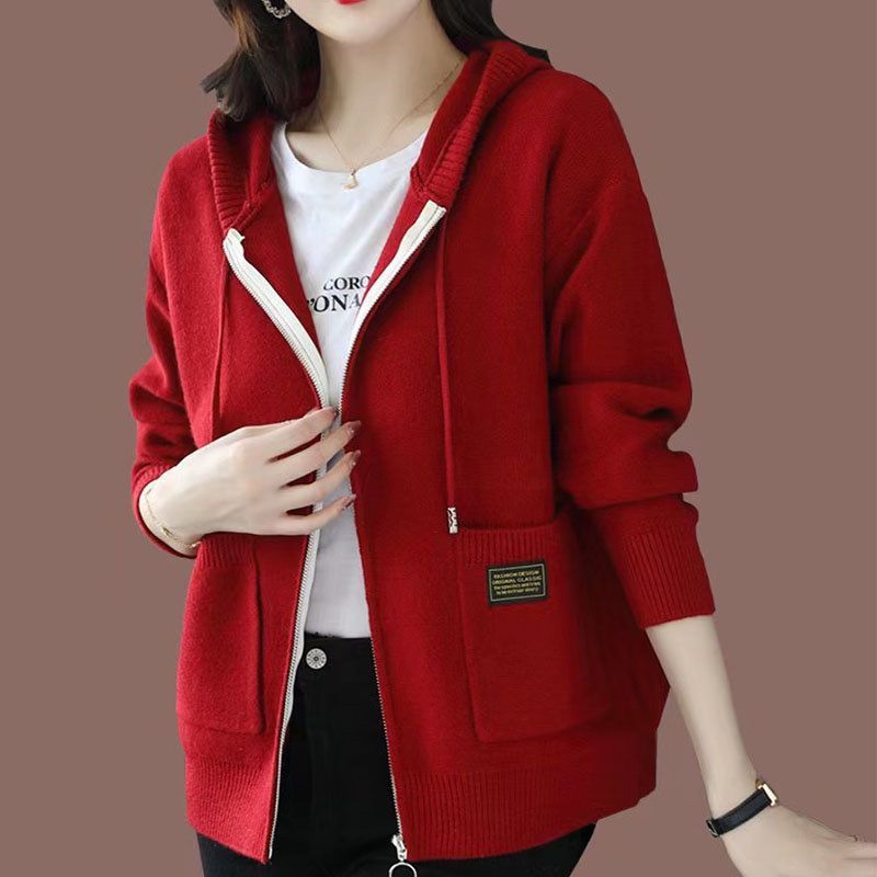 Casual Fashionable Outerwear Zipper Hooded Sweater