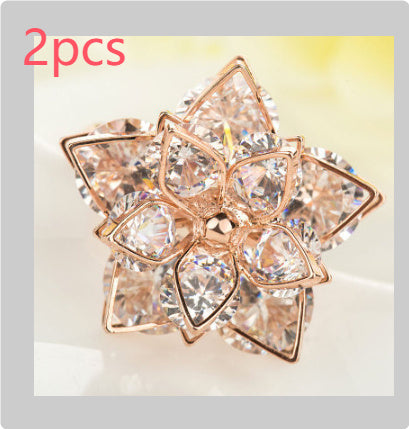 Flower Index Finger Ring Fashion Rhinestone Couple Rings