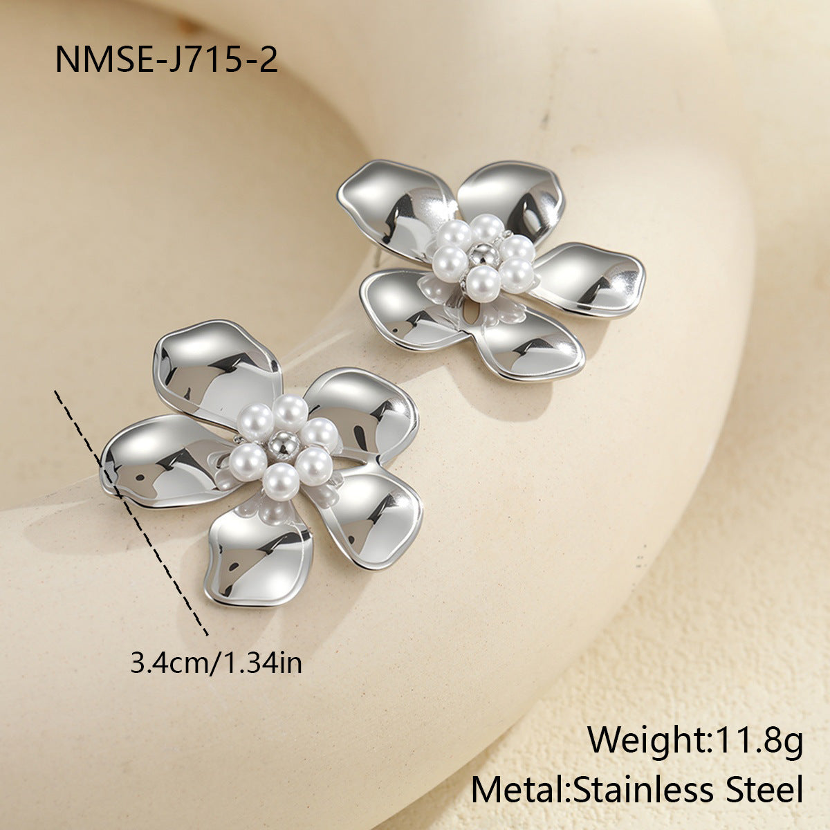 Flower Stringed Pearls Stud Earrings