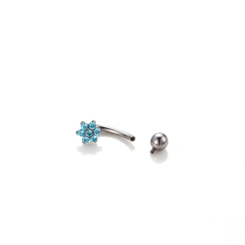G23 Titanium Inlaid Zircon Flower Internal-thread Navel Piercing