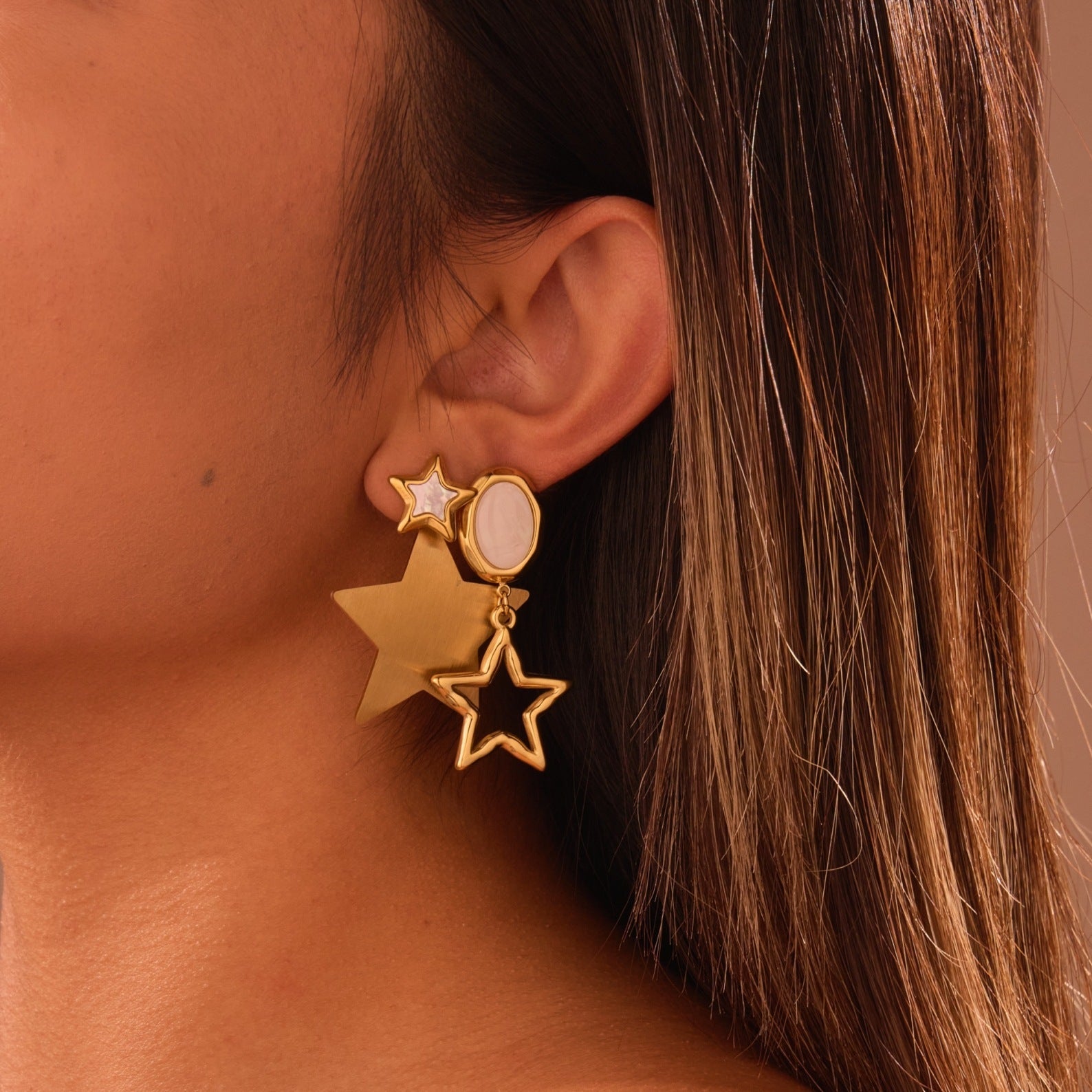 Pentagram Fritillary Cutout Earrings