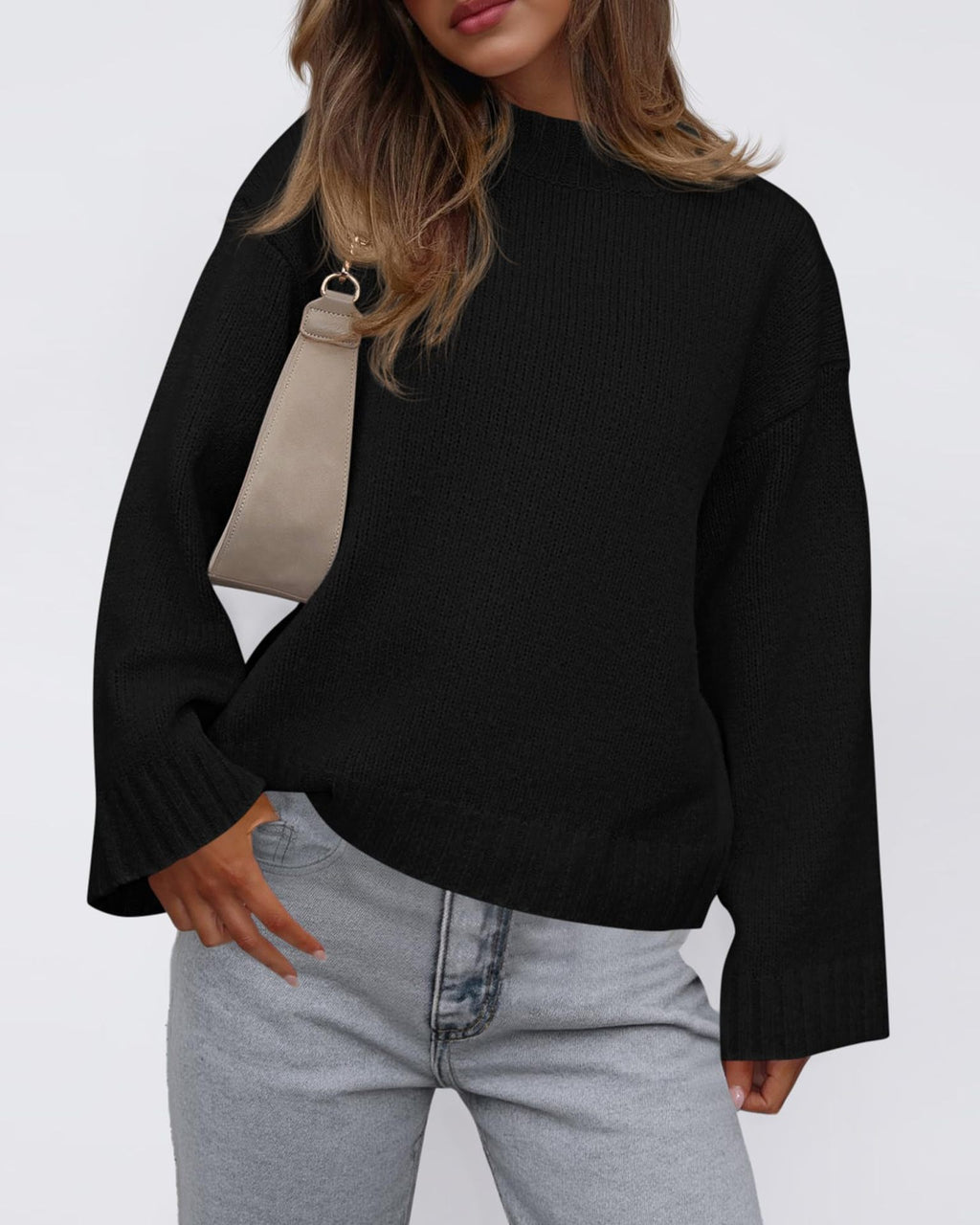 Casual Round Neck Solid Color Knitted Sweaters Women's Clothing