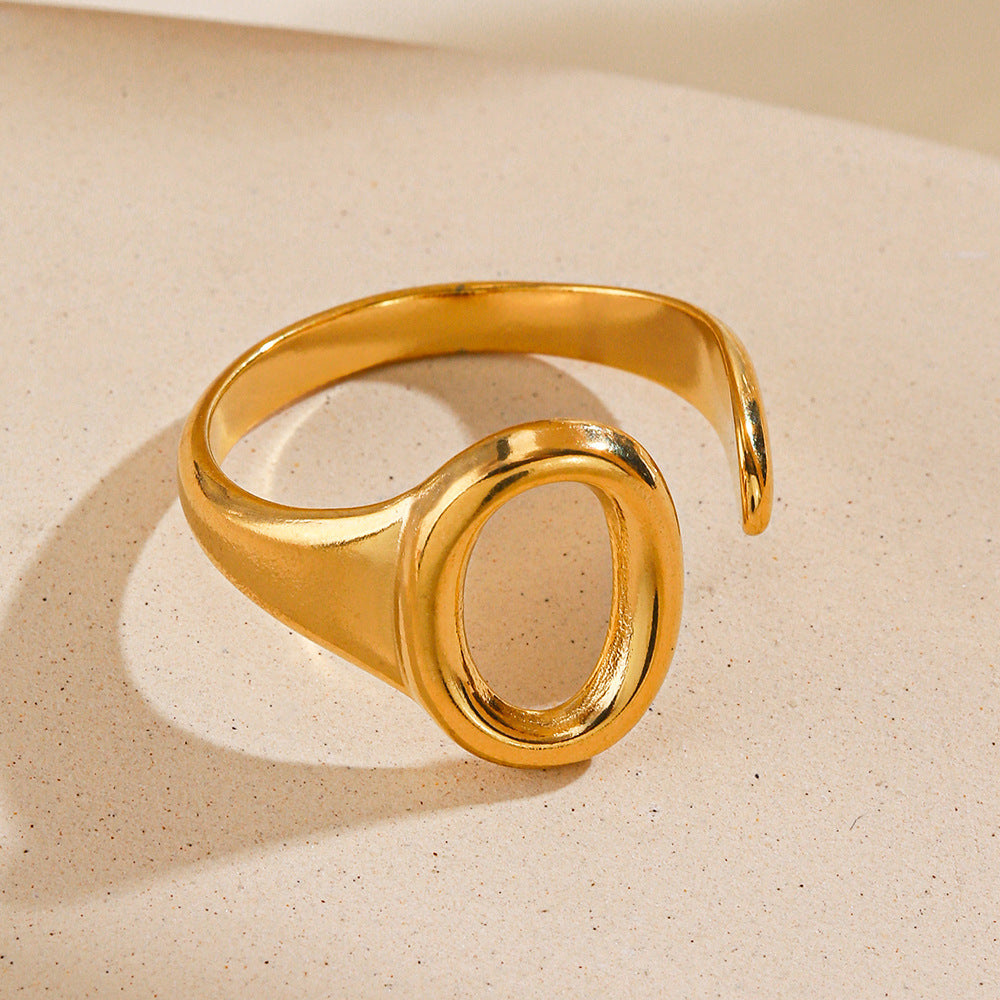 Oval Ins Style Fashion Electroplating Opening Adjustable Titanium Steel Ring