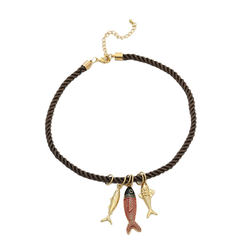 Fashion Retro Fish Necklace All-match Hand-woven