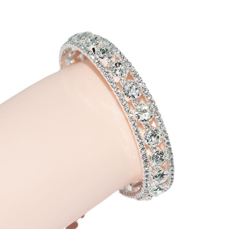Full Rhinestone Wrapped Open Bracelet For Women