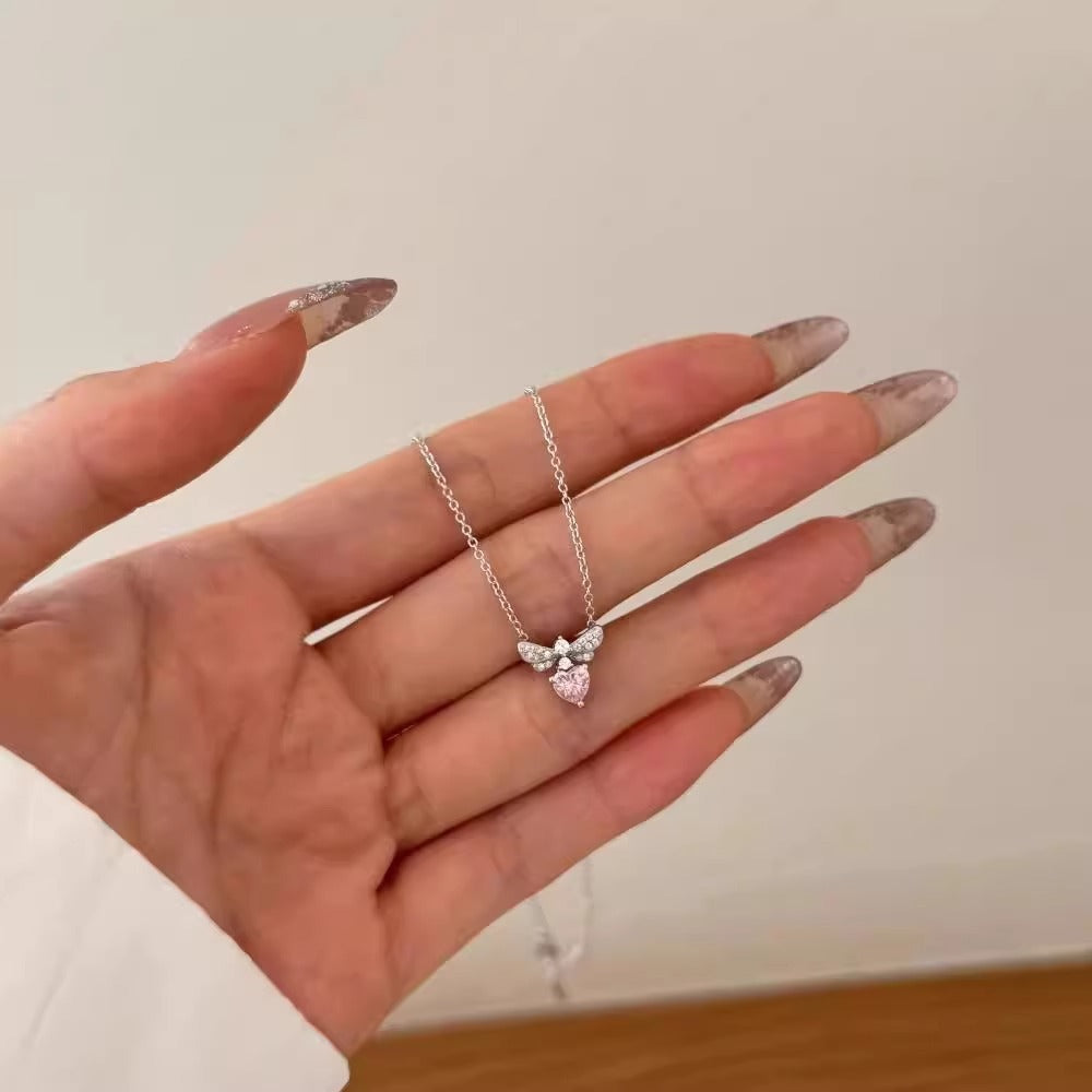 Bee Loving Heart Zircon Necklace For Women