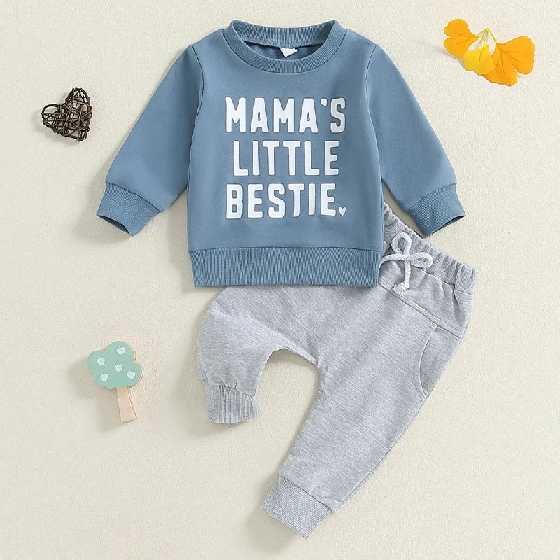 Sports And Leisure Round Neck Long Sleeve Letter Print Sweatshirt Trousers Suit Two-piece Set