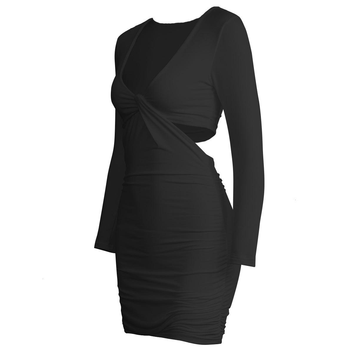 Sexy V-neck Long Sleeve Hollow Sheath Dress