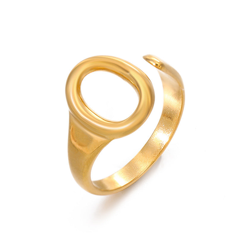 Oval Ins Style Fashion Electroplating Opening Adjustable Titanium Steel Ring