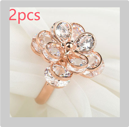 Flower Index Finger Ring Fashion Rhinestone Couple Rings