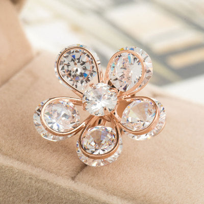 Flower Index Finger Ring Fashion Rhinestone Couple Rings