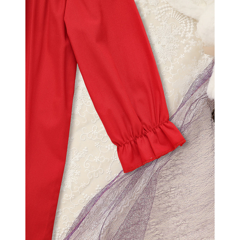 Toddler Kids Baby Girls Christmas Dress Christmas Wreath Embroidered Party Dresses With Headband