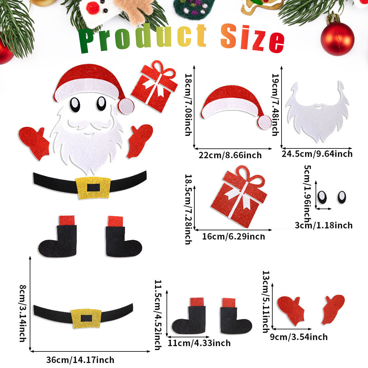 2 Packs Christmas Door Stickers Santa Claus Snowman Cartoon Felt Wall Stickers Xmas Home Refrigerator Garage Door Wall Window Decoration For Christmas New Year Party Supplies
