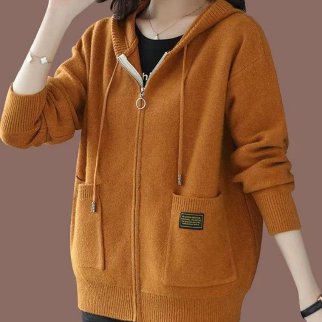 Casual Fashionable Outerwear Zipper Hooded Sweater