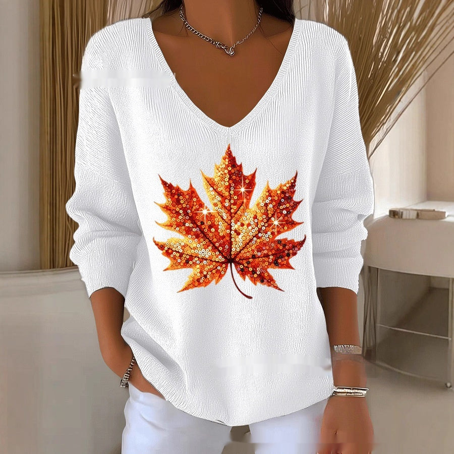 Women's Halloween Women's Printed Wear V-neck Imitation Sweater