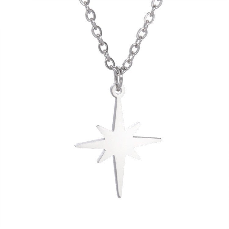 Stainless Steel Rice Necklace Female Six-pointed Star