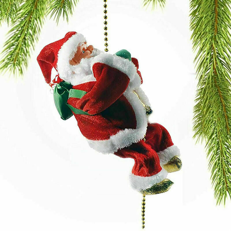 Electric Christmas Santa Claus Climbing Rope Ladder Musical Toy Xmas Gift Decor