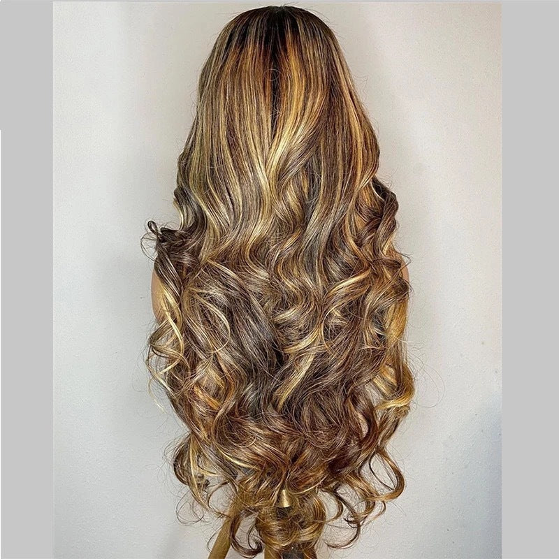Front Lace Wig 134 Gradient Color Long Curly Wig Head Cover