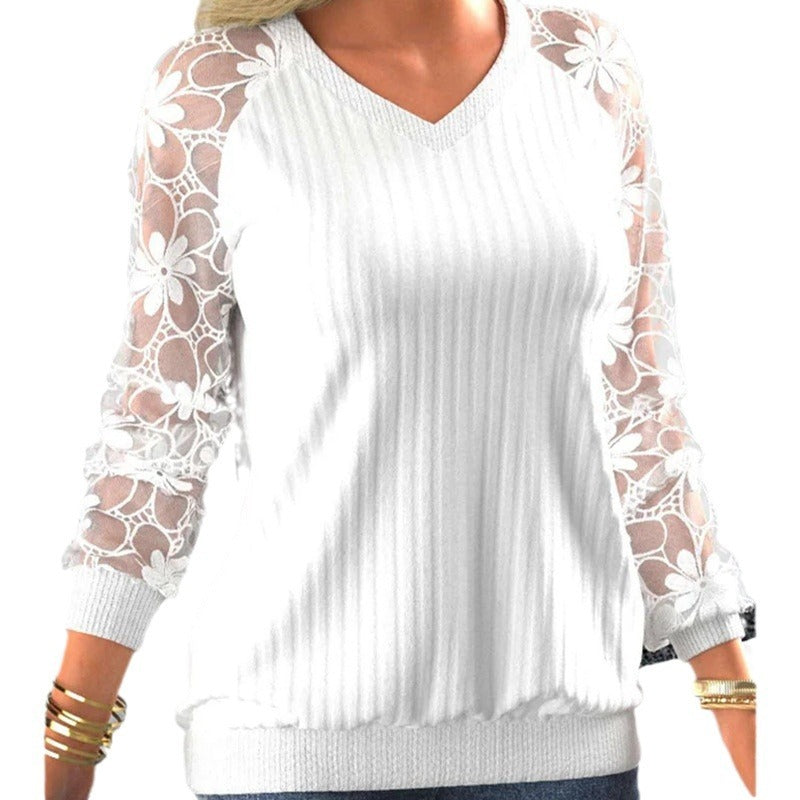 Women's Solid Color Lace Transparent Sweater