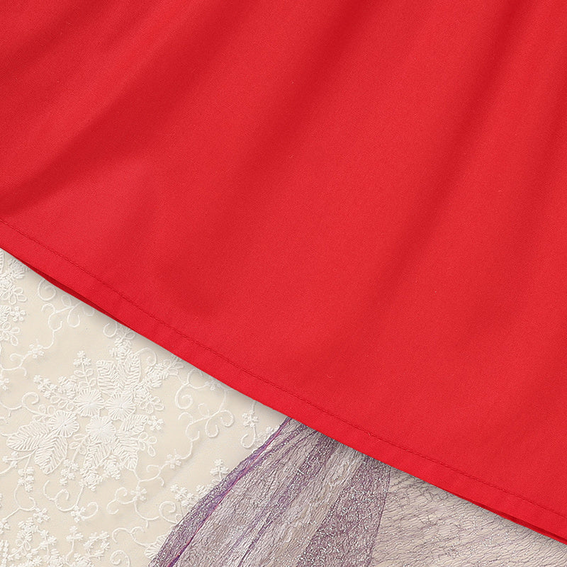 Toddler Kids Baby Girls Christmas Dress Christmas Wreath Embroidered Party Dresses With Headband