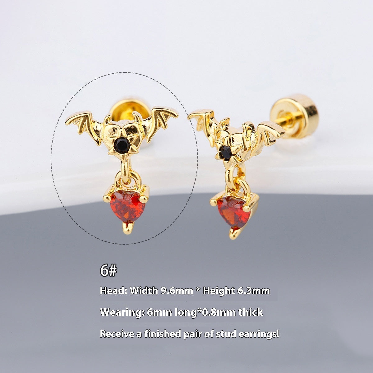 Halloween Demon Butterfly Heart-shaped & Red Cool Skull Devil Eye Earring