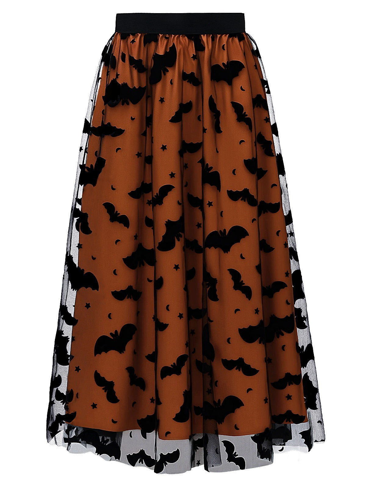 Women's Witchy Tulle Tutu Skirt Halloween Dress Pumpkin Skirt Velvet Bats Elastic Waist Layered Mesh Midi Skirt Witchy Clothes For Halloween Party Size XL Amazon Sales Ban