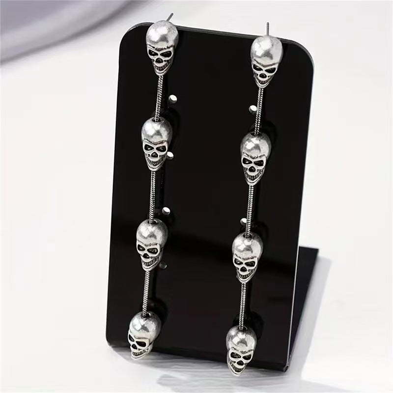 Halloween Funny Long Earrings Personality Skull