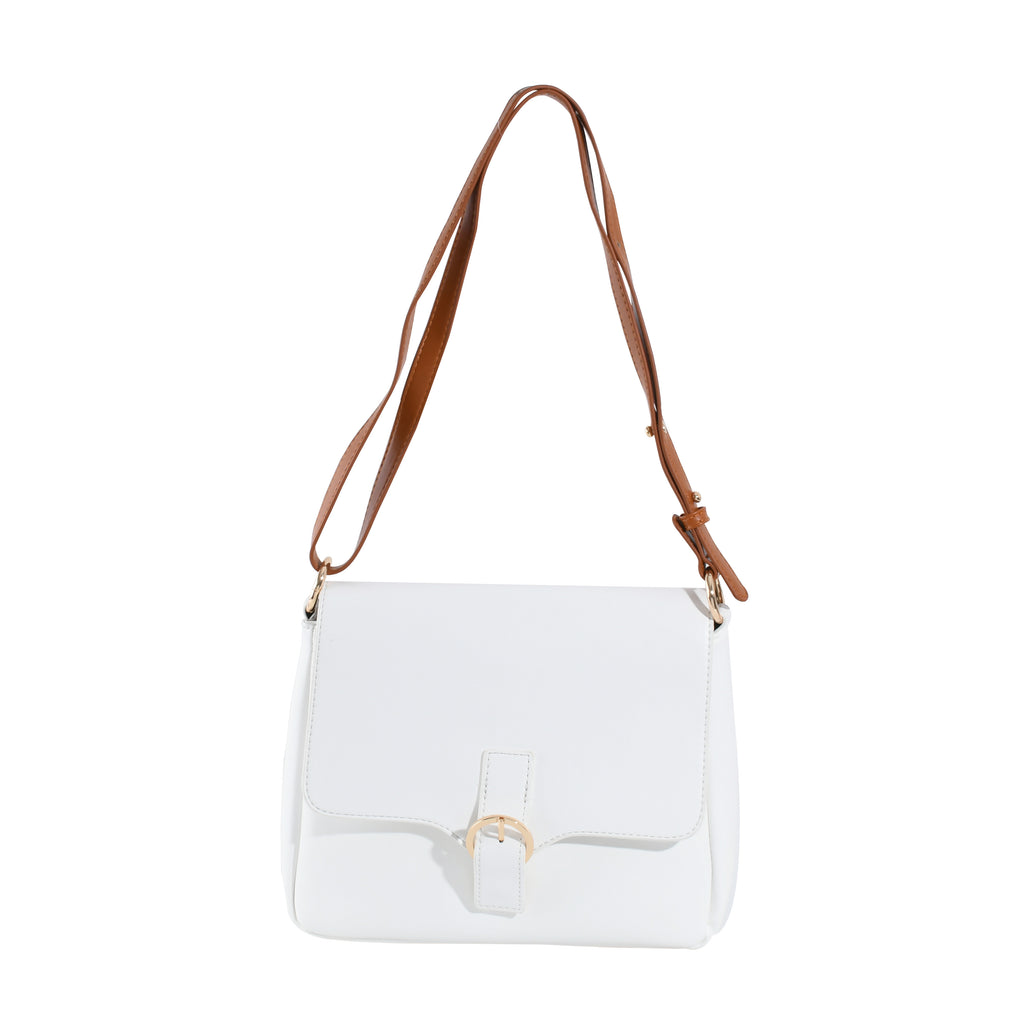 Plain Cross Body Bag-White 2048
