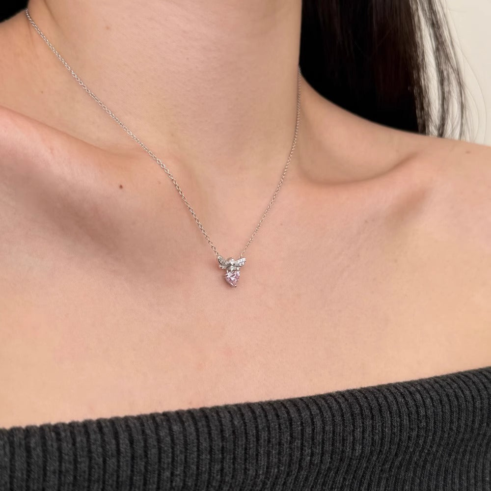 Bee Loving Heart Zircon Necklace For Women