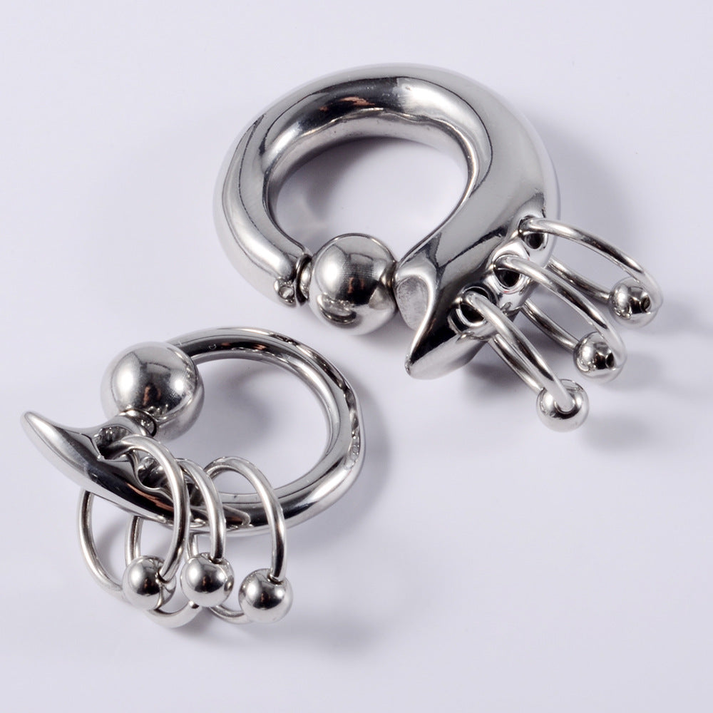 Stainless Steel Card Ball Nose Ring Hanging Ring Spring Earrings