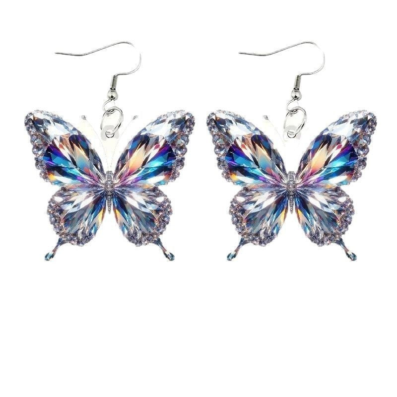 Colorful Shimmer Butterfly Acrylic Earrings Fashion Creativity
