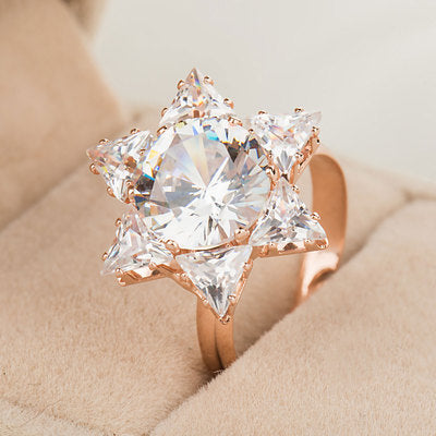 Flower Index Finger Ring Fashion Rhinestone Couple Rings