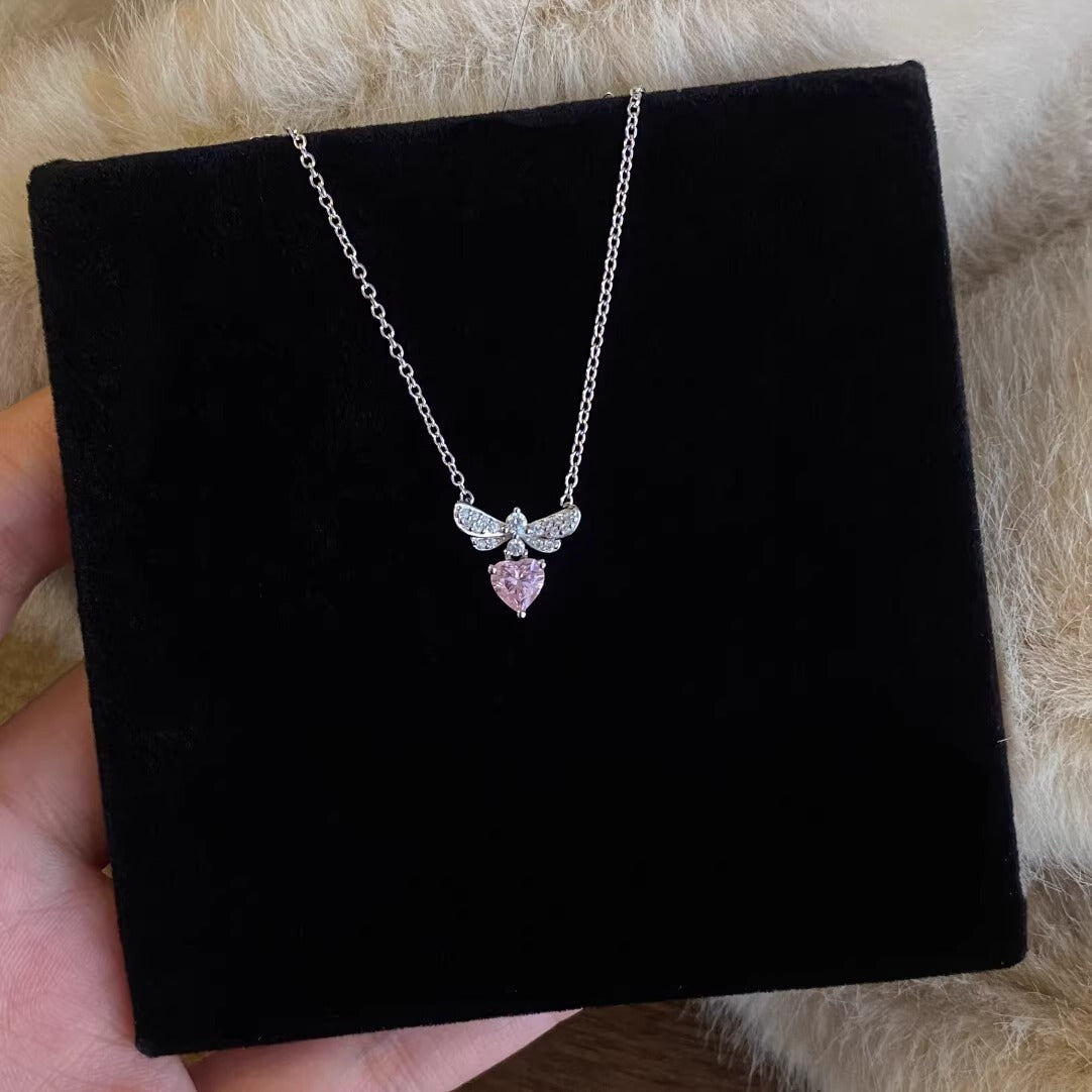 Bee Loving Heart Zircon Necklace For Women