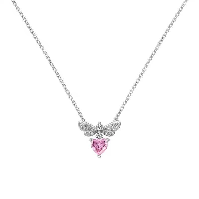 Bee Loving Heart Zircon Necklace For Women